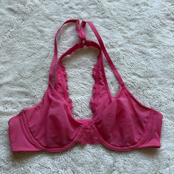 Aerie Hot Pink Mesh Racerback Bra 32B | Sheer, Sexy, Comfy Lingerie - Picture 1 of 7